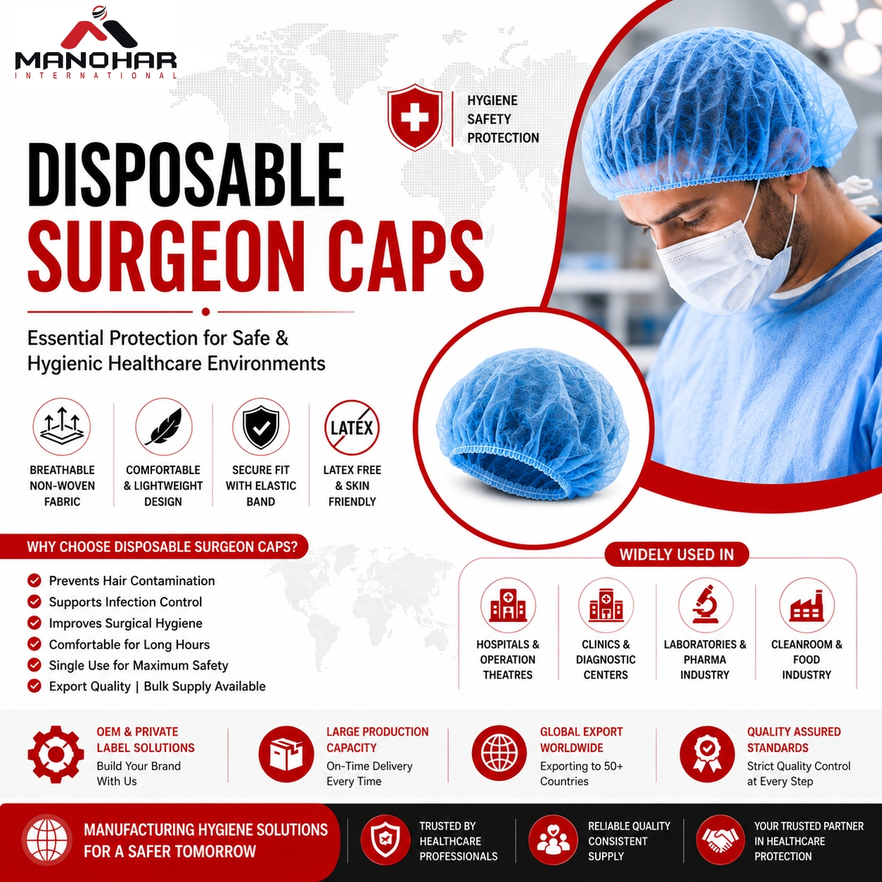 Disposable Surgeon Caps Wholesaler